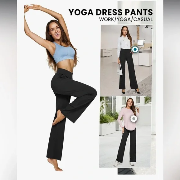 Wide Leg Pull On Dress Pants - Picture 5 of 5